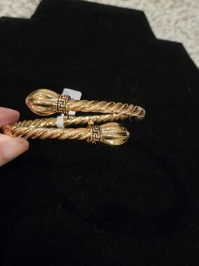 22kgp Twisted Rope Gold-Tone Cuff Bracelet